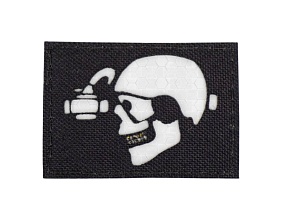 детальное фото Нашивка Strike "Череп с ПНВ", 70х50 мм, светоотражающий, черный, лазерная резка интернет-магазин "Планета страйкбола"