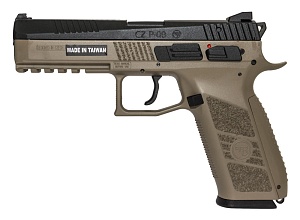 фото детально пистолет kjw cz p-09 duty, tan, greengas (p-09-tan) интернет-магазин "Планета страйкбола"