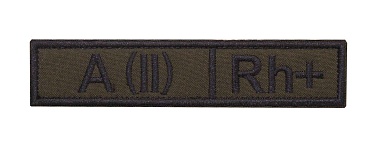 детальное фото Нашивка Strike Группа крови A (II) Rh+, черный олива интернет-магазин "Планета страйкбола"