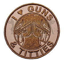 детальное фото Нашивка Zlo "I love Guns & Titties" tan интернет-магазин "Планета страйкбола"