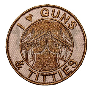 детальное фото Нашивка Zlo "I love Guns & Titties" tan интернет-магазин "Планета страйкбола"