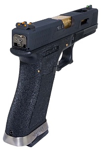 WE Пистолет Glock 18, G-Force, черная рамка, черный слайд, золоченный ствол (we-g002wet-1)