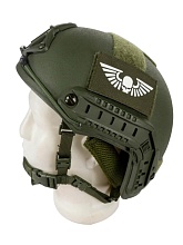 Нашивка Strike "Warhammer 40000. Astra Militarum / Астра Милитарум", 90х50 мм, олива, лазерная резка