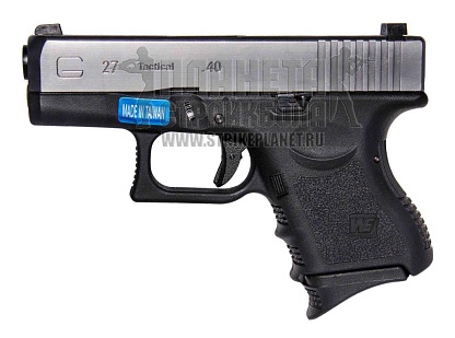 фото детально we пистолет glock 27 gen.3, хром (g006a-sv) интернет-магазин "Планета страйкбола"