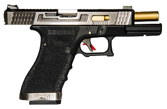 WE Пистолет Glock 17 G-Force, золоченный ствол, хром