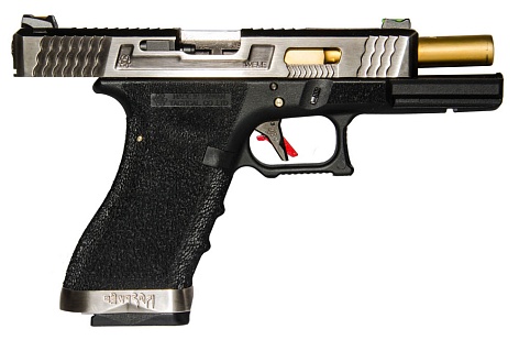 WE Пистолет Glock 17 G-Force, золоченный ствол, хром