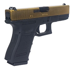 Пистолет WE Glock 19 Gen.3, металл слайд, золото (we-g003a-tg)
