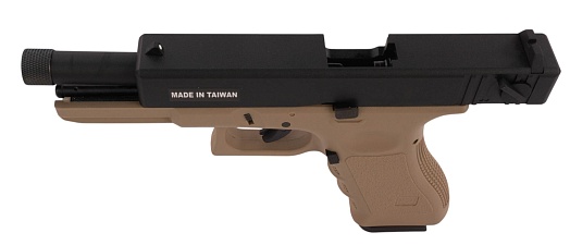 KJW Пистолет Glock 18, грингаз, резьба под глушитель, tan (kp-18-tbc-tan)
