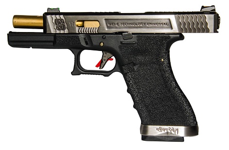 WE Пистолет Glock 17 G-Force, золоченный ствол, хром