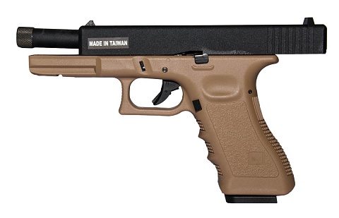 KJW Пистолет Glock 17, CO2, резьба под глушитель, tan (kp-17-tbc.co2-tan)
