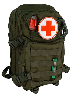 Нашивка Strike "Медик / Санитар. Красный крест" 90 мм, белый