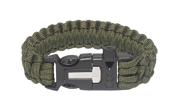 детальное фото Браслет из паракорда Outdoors Survival кресало и свисток олива (as-sl0011od) интернет-магазин "Планета страйкбола"