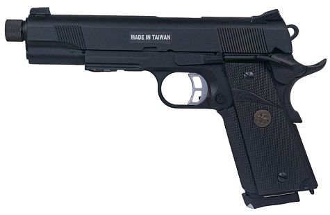 фото детально пистолет kjw colt m1911 meu, с резьбой под глушитель, greengas (kp-07-tbc.gas) интернет-магазин "Планета страйкбола"