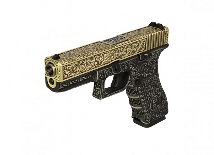 WE Пистолет Glock 19 Etched Version, бронза (we-g002b-s)