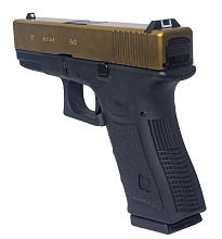 Пистолет WE Glock 19 Gen.3, металл слайд, золото (we-g003a-tg)