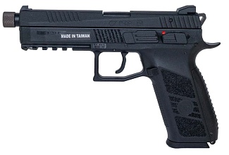 фото детально kjw пистолет cz p-09 с резьбой под глушитель, greengas (p-09 tbc) интернет-магазин "Планета страйкбола"