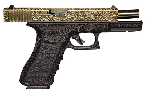 WE Пистолет Glock 18C gen.3, гравировка, greengas (we-g002box-br)