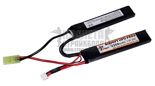 детальное фото для раздела Аккумулятор iPower LiPo 7.4В, 2200мАч, 20C, 2 лепестка интернет-магазин "Планета страйкбола»