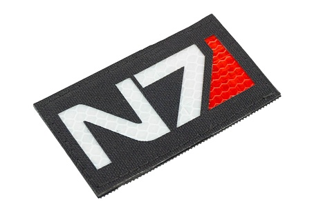 Нашивка Strike "Mass Effect. N7 Светоотражающий" 50х90 мм, черный, лазерная резка