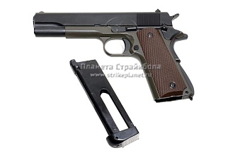KJ Works Пистолет Colt M1911 A1 CO2, олива