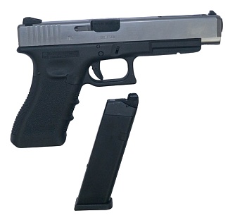 Пистолет WE Glock 34 gen. 3, greengas, хромированный (we-g008a-sv)