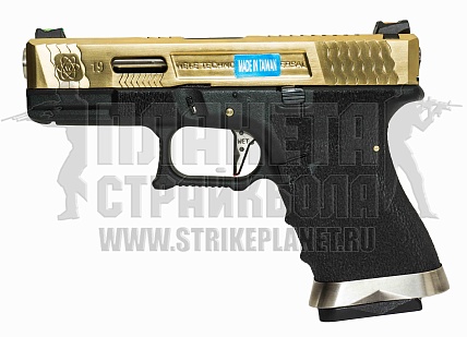 фото детально we пистолет glock 19 g-force, titanium version (we-g003wet-tg) интернет-магазин "Планета страйкбола"