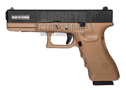 фото детально kjw пистолет glock 17, co2, tan (kp-17-tan-co2) интернет-магазин "Планета страйкбола"