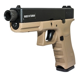 KJW Пистолет Glock 17, грингаз, tan, резьба под глушитель (kp-17-tbc.tan)