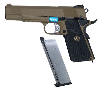Пистолет WE Colt M1911 MEU Rail, greengas, tan (we-e008b-tan)