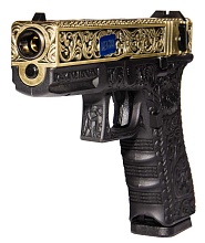 WE Пистолет Glock 18C gen.3, гравировка, greengas (we-g002box-br)