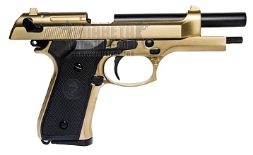 WE Пистолет Beretta M92FS, greengas, золотой (WE-M004)