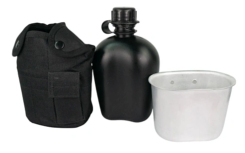 Фляга Tactical Arms 1L с котелком, чёрный