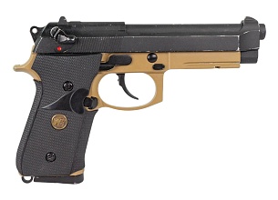 детальное фото для раздела Пистолет WE Beretta M92FS, CO2, tan (cp301), черный затвор (Б/У) интернет-магазин "Планета страйкбола»