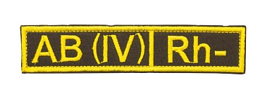 детальное фото Нашивка Strike Группа крови AB (IV) Rh-, желтый олива интернет-магазин "Планета страйкбола"
