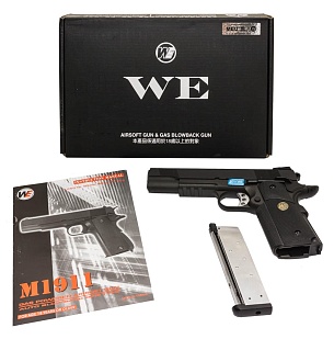 Пистолет WE Colt M1911 MEU Rail, greengas (we-e008b-bk)