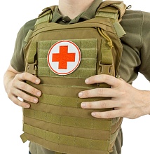 Нашивка Strike "Медик / Санитар. Красный крест" 90 мм, белый