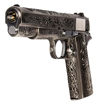 Пистолет WE Colt 1911 Silver [Inca Warrior Engraving] greengas (we-e012-box)