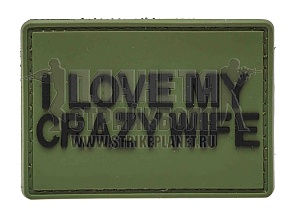 детальное фото Нашивка Zlo "I love my crazy wife" олива интернет-магазин "Планета страйкбола"