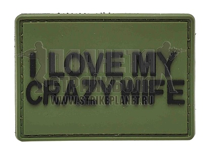 детальное фото Нашивка Zlo "I love my crazy wife" олива интернет-магазин "Планета страйкбола"