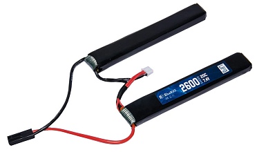 детальное фото для раздела Аккумулятор BlueMax LiPo 7.4B, 2600мАч, 20С, 2 лепестка интернет-магазин "Планета страйкбола»