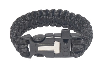 детальное фото Браслет из паракорда Outdoors Survival кресало и свисток черный (as-sl0011b) интернет-магазин "Планета страйкбола"