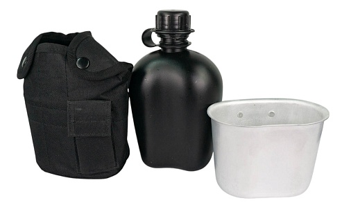 Фляга Tactical Arms 1L с котелком, чёрный