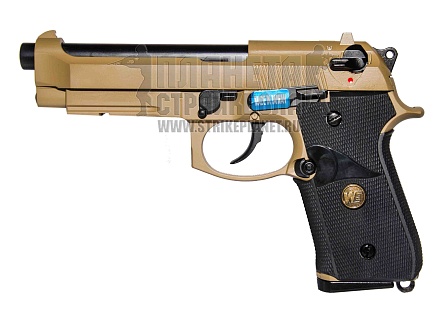 фото детально we пистолет beretta m9a1 meu, greengas, tan (gp301(tan) интернет-магазин "Планета страйкбола"