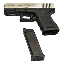 WE Пистолет Glock 19 Gen.3, металл слайд, хром
