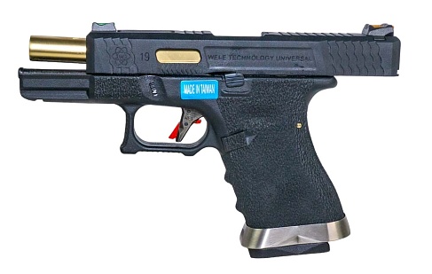 Пистолет WE G19 T1 – BK Slide / GD Barrel / BK Frame (we-g003wet-1)